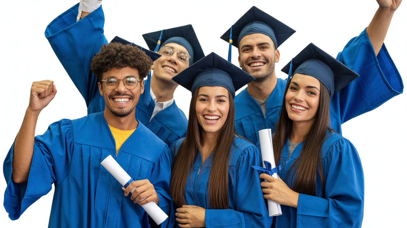 Formandos do Instituto Alfa celebrando a conclusão dos cursos profissionalizantes